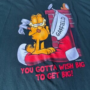 Vintage Garfield You Gotta Wish Big XL Paws Christmas Cartoon Tee